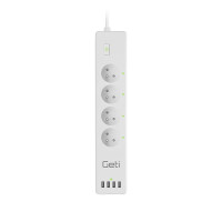 DÁLKOVĚ OVLÁDANÝ PRODLUŽOVACÍ PŘÍVOD SMART GETI GSS04 |  4 ZÁSUVKY 230V | 4x USB | WIFI | TUYA
